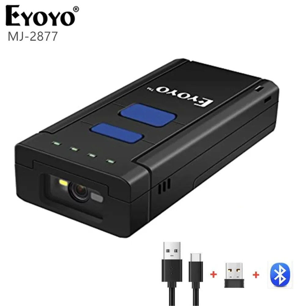 EYOYO MJ-2877 escáner de código de barras inalámbrico Bluetooth Mini lector láser portátil luz roja 1D lector láser de código de barras escáneres CCD
