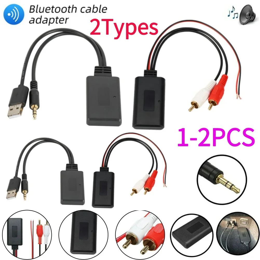1-2Pcs Universal Wireless Bluetooth-compatible Receiver Module AUX Adapters Music Audio Stereo Receivers For Car 2RCA Interface