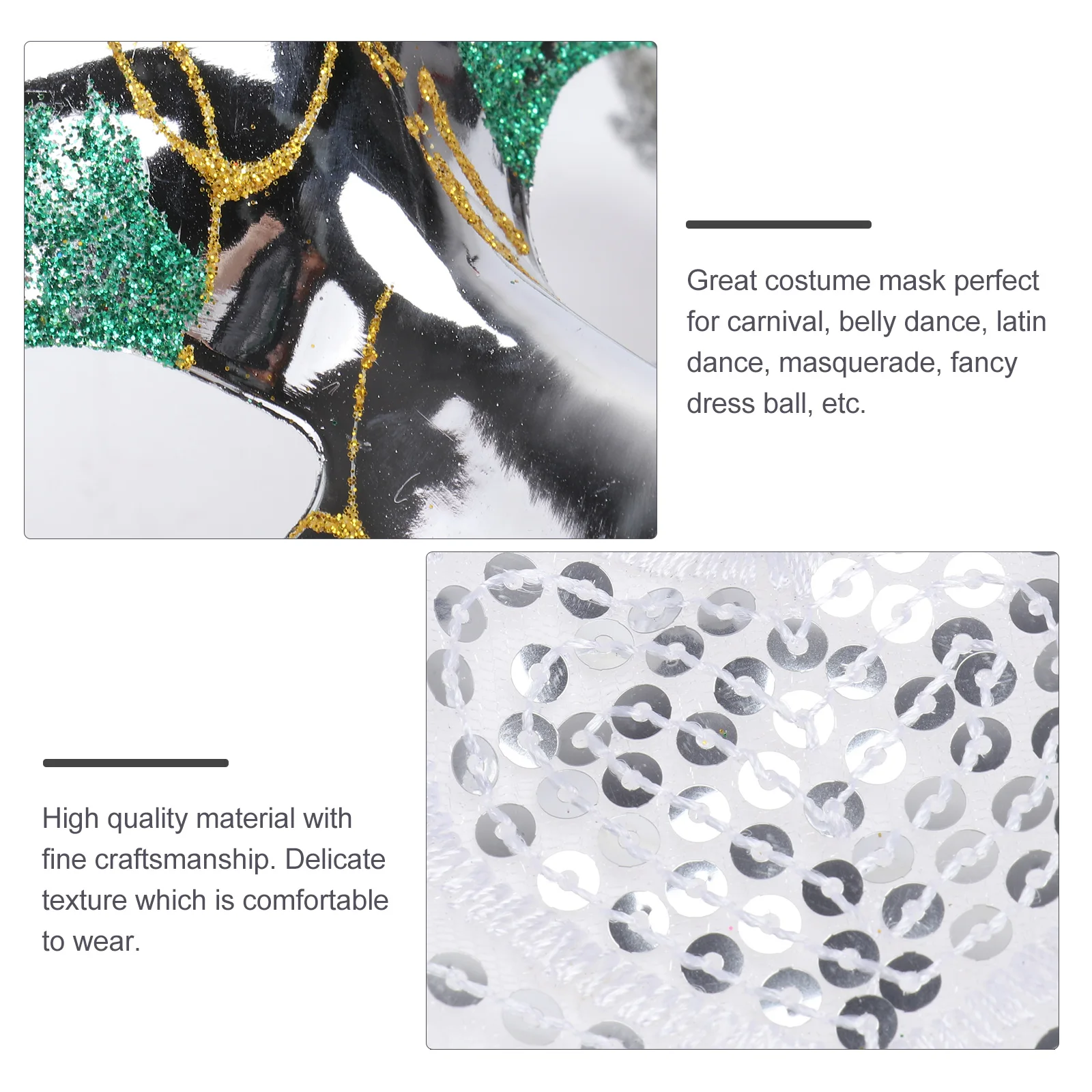 

Sparkling Sequin Mysterious Face For Women Masquerade Halloween Carnival Party Belly Latin Silver Frame One Size Fits Most Dance