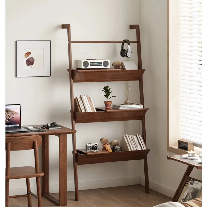 YJQ Bookshelf Storage Picture Book Wall-Mounted Floor-standing Simple Storage Shelf Multi-tier Storage Rack for Living Room