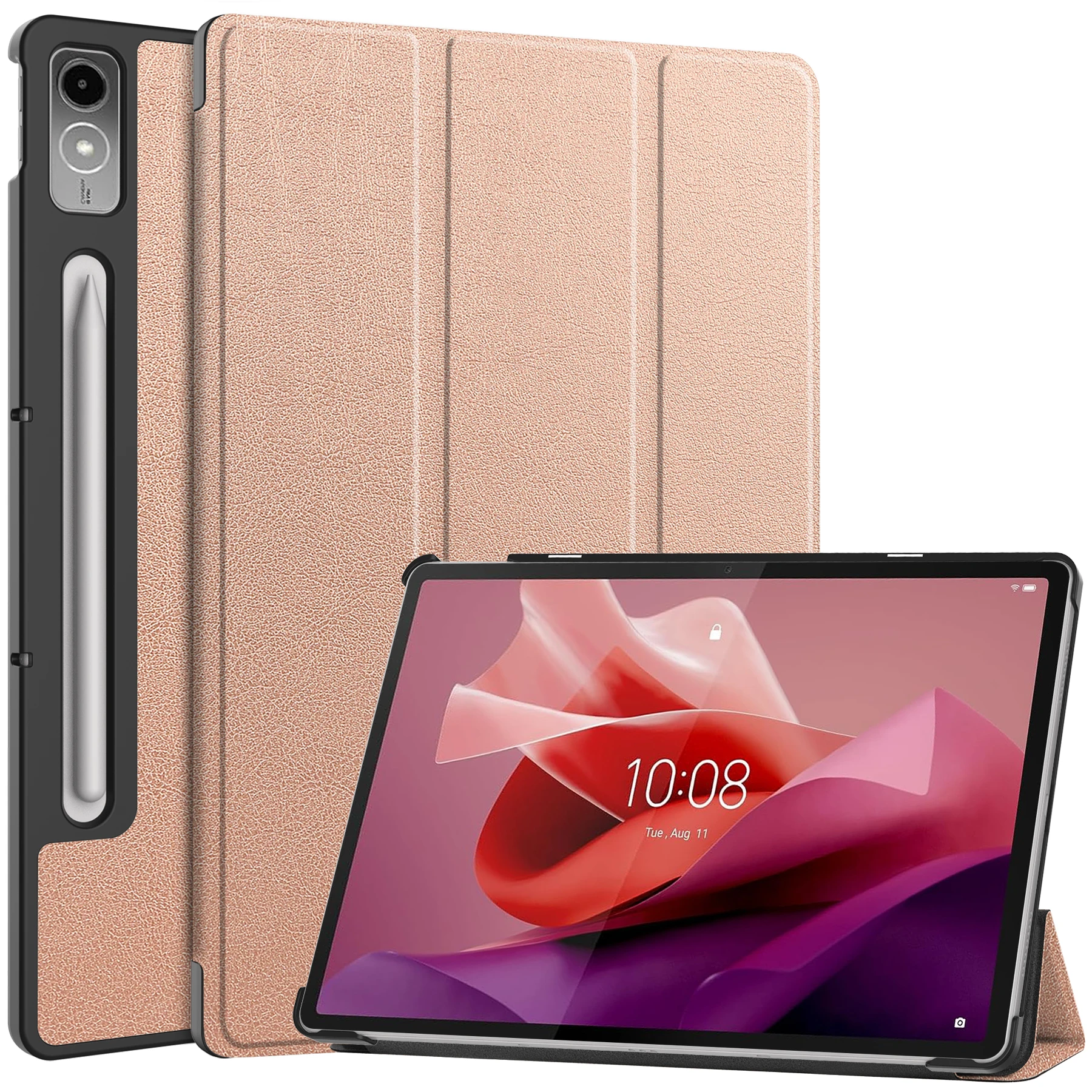 Étui intelligent en cuir PU pour Lenovo Tab P12 Xiaoxin Pad Pro, 12.7 TB-ino 0FU, housse de support en PC dur, veille automatique, réveil peint