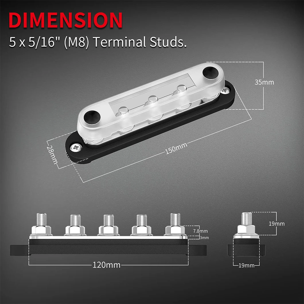 12V Bus Bar 5 x 5/16