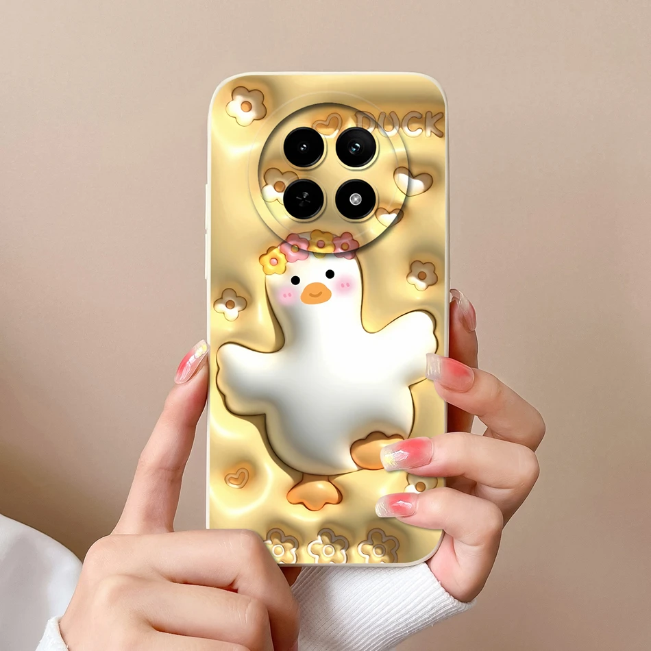 Liquid Silicone Soft Bumper Phone Cover, Cute Cartoon Case para Realme 12 Pro Plus 12X, Oppo Realme12 Lite, Proteção da câmera