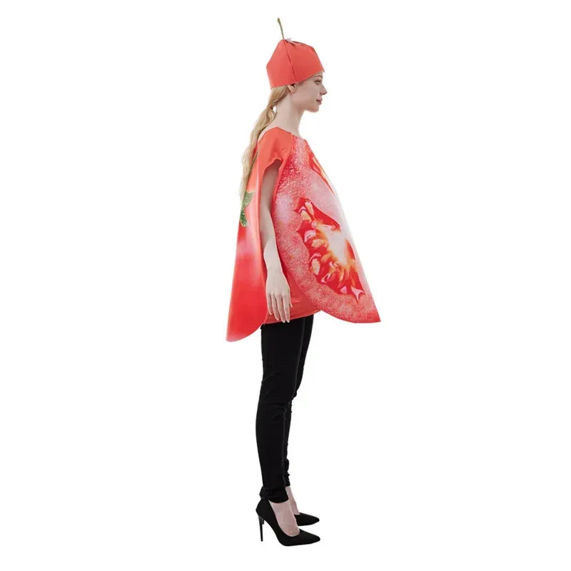 Halloween Fruit Slice Costume Adult Vegetable Tomato Stage Performance Costume Tomato COS Bodysuit