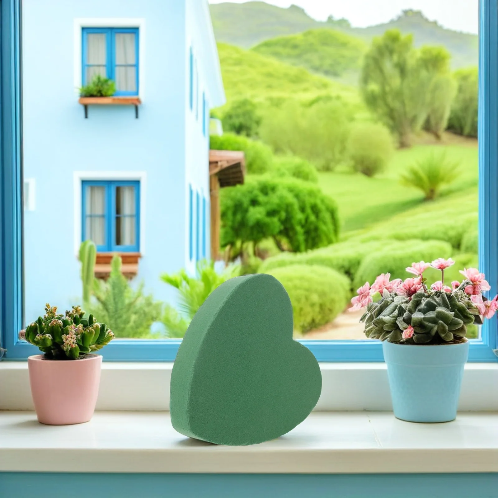 

4pcs Heart Shaped Floral Foam Blocks 7.66X7.27In Wet Dry Flower Arrangement Base For Wedding Valentine Diy Decor Green Foam