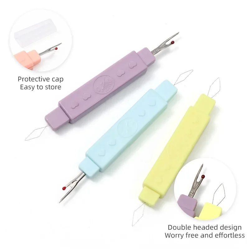 

Sewing Needle Threader Seam Ripper Dual Purpose Sewing Tool Portable Home Thread Cutter Double Head with Protective 2-in-1 도구