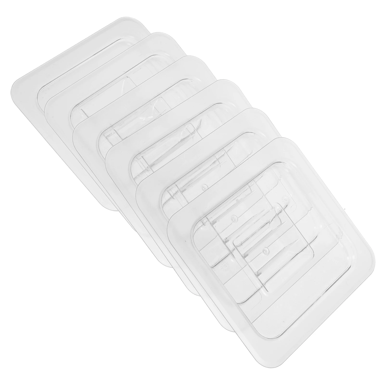 

6pcs Plastic Dining Plate Cover Clear Food Pan Lid with Handle for Restaurant Hotel Containers Reusable Lids Storage