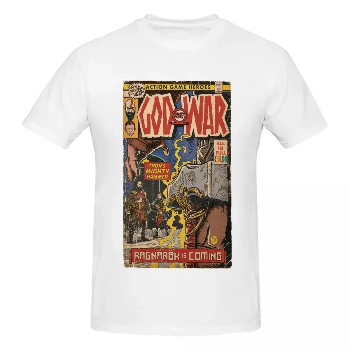 God Of War Ragnarok Comic Book Cover Fan Art 100% Cotton T-shirt Men Fashion T Shirts Men Round Neck Short Sleeve S-6XL