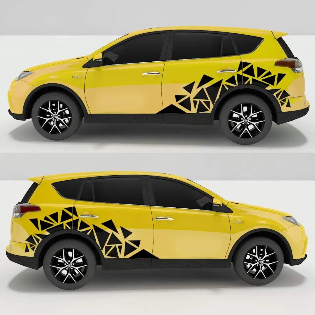 2 Pieces Triangle Car Decals Vinyl Decal Car Graphics DIY Car Body Sticker, Black
