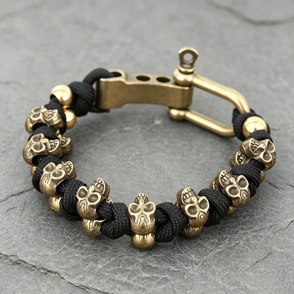 2026 Hot Selling Skull Paracord Bracelet, Handmade Gothic Vintage Wristband, Perfect for Easter & Halloween Costume Jewelry