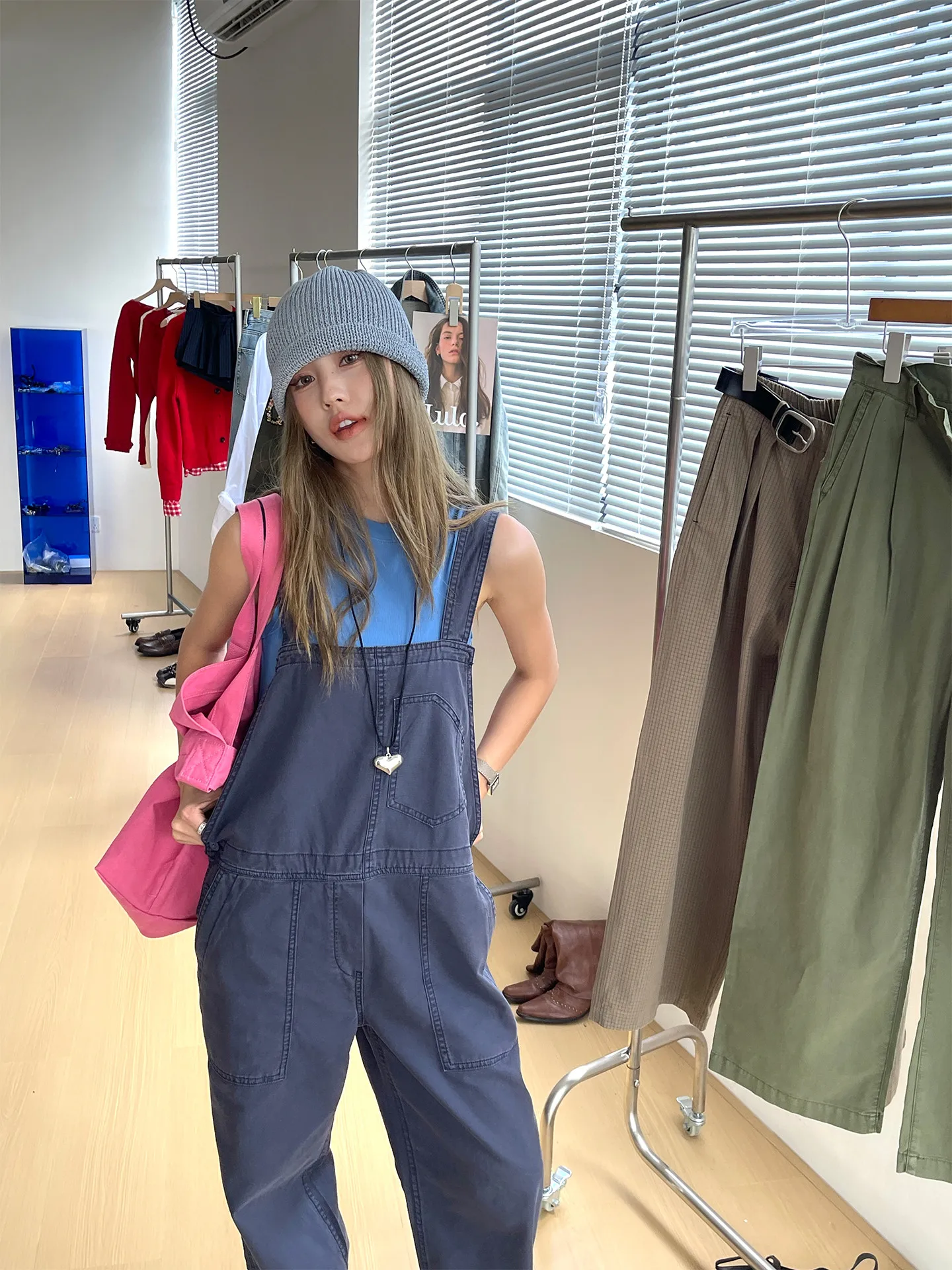 

Street Sle Workwear Pants Women's Loose Floor-Length Waist-Cinching Overalls Long Trousers mid Waist Other Fabric
