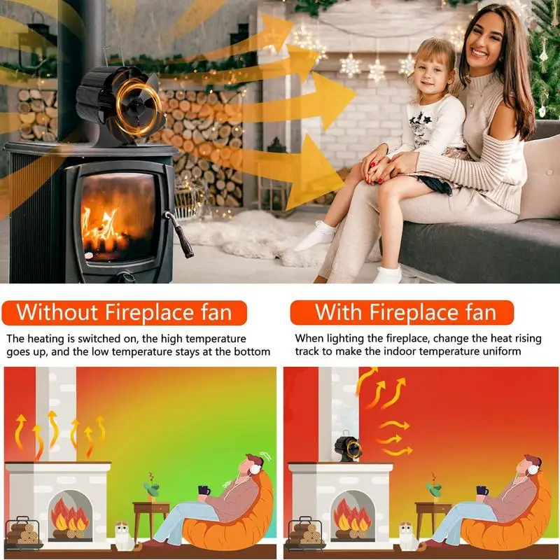 Fireplace Fan Heat Powered Circulating Warm Air Fireplace Fan Eco Friendly Silent Efficiently Aluminum Fireplace Fan For