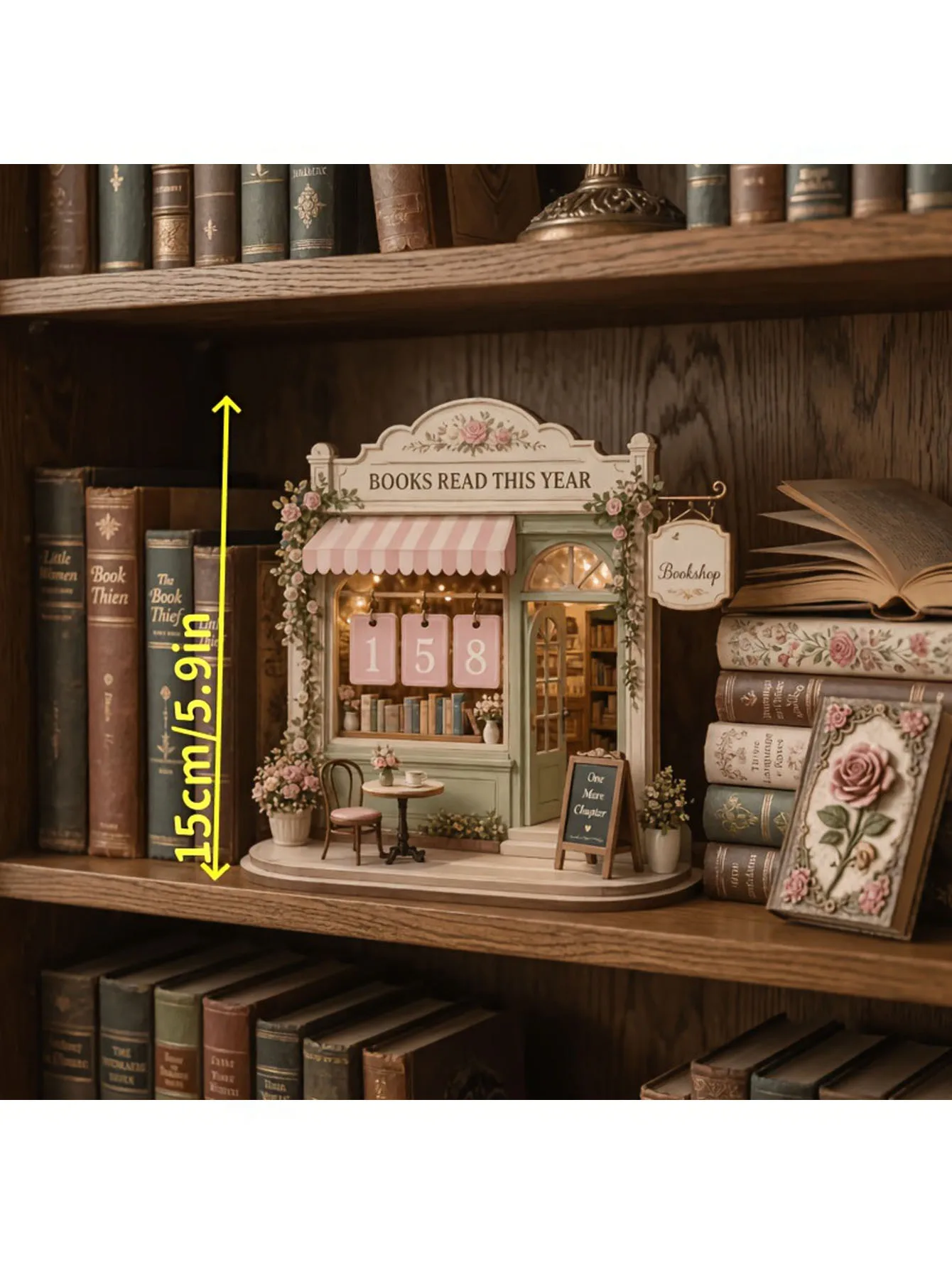 A Set of Wooden Retro Reading Trackers, Decorative Signs and Book Tags, Reading Books and Bookshelf Counters for Home Decoration
