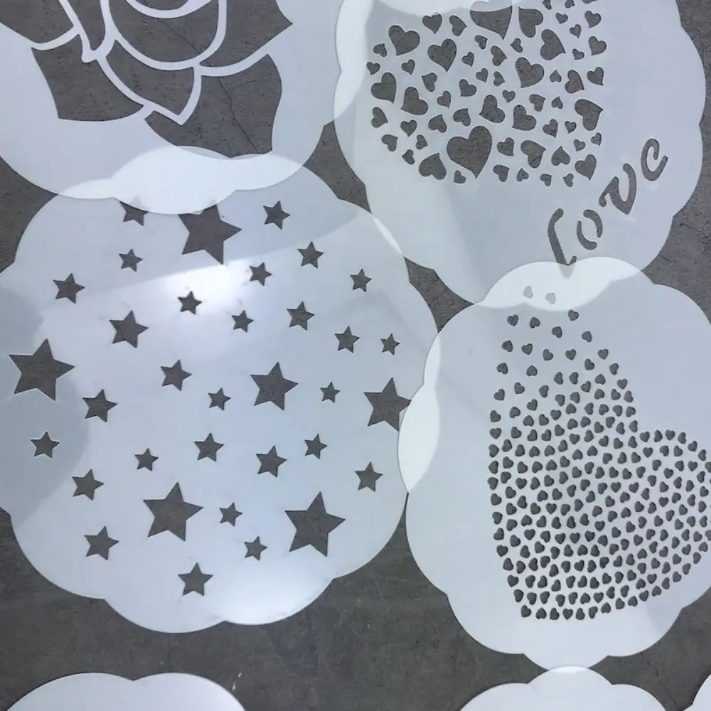 15pcs/set 6 Inch Round Lace Cake Stencils Hollow Decorative Doodle Logo Shape Spray Stencils Diy Sugar Cube Letters Baking Tools
