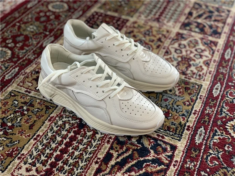 Round-toe Lace-up Casual White Thick-soled Men’s Casual Shoes Genuine Leather New Comfortable Breathable Fashion Sneakers Men view 5