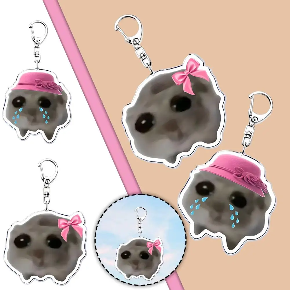 Funny Meme I Am Just A Girl Sad Hamster Key Chain Popular Key Chain Keychains For Bag Pendant Keyring Jewelry Fans Gifts