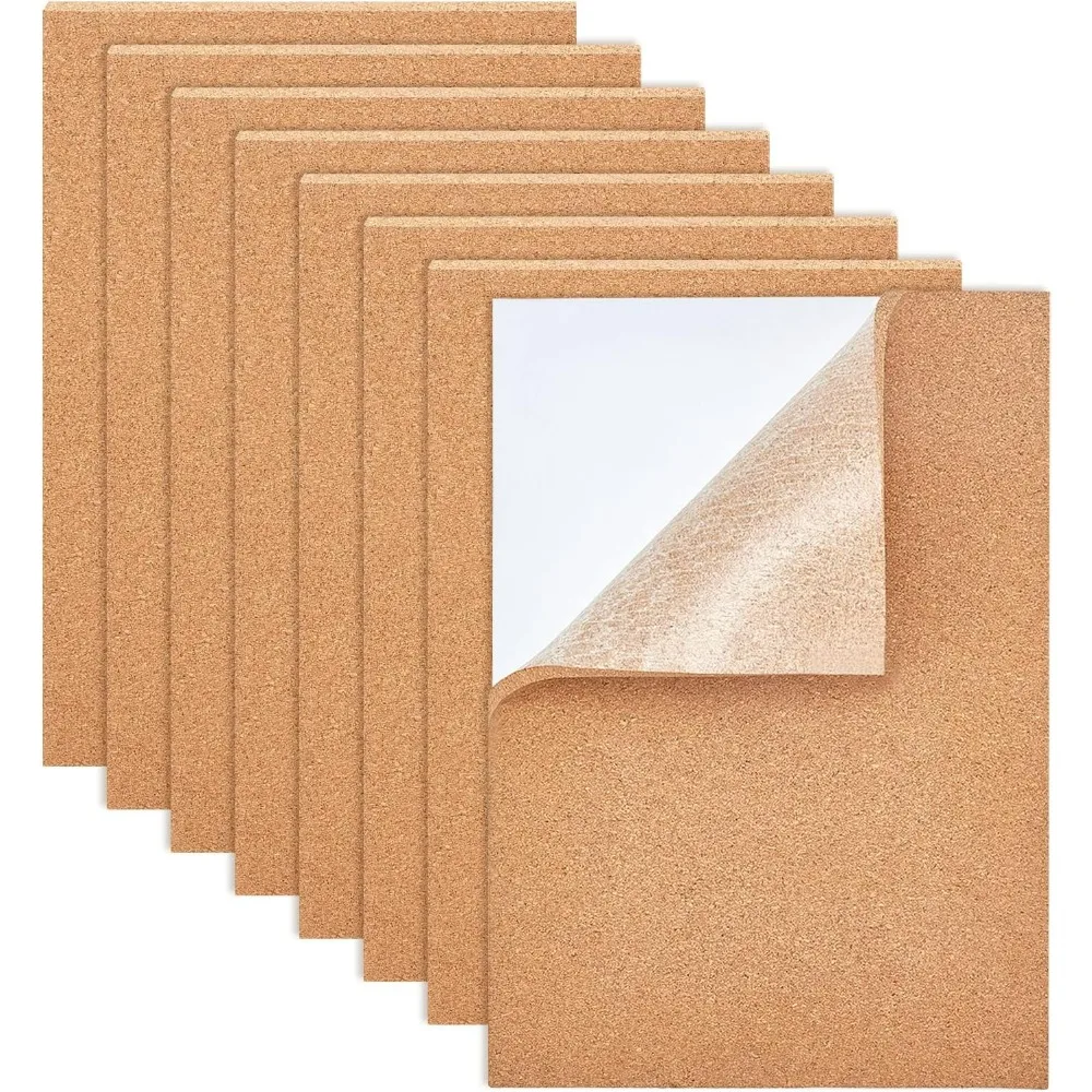 4PCS 11.8x8.26 Inch Cork Sheets Cork Board with Adhesive Back (6mm Thick) for Coaster, Wall decoration, Party and DIY Crafts