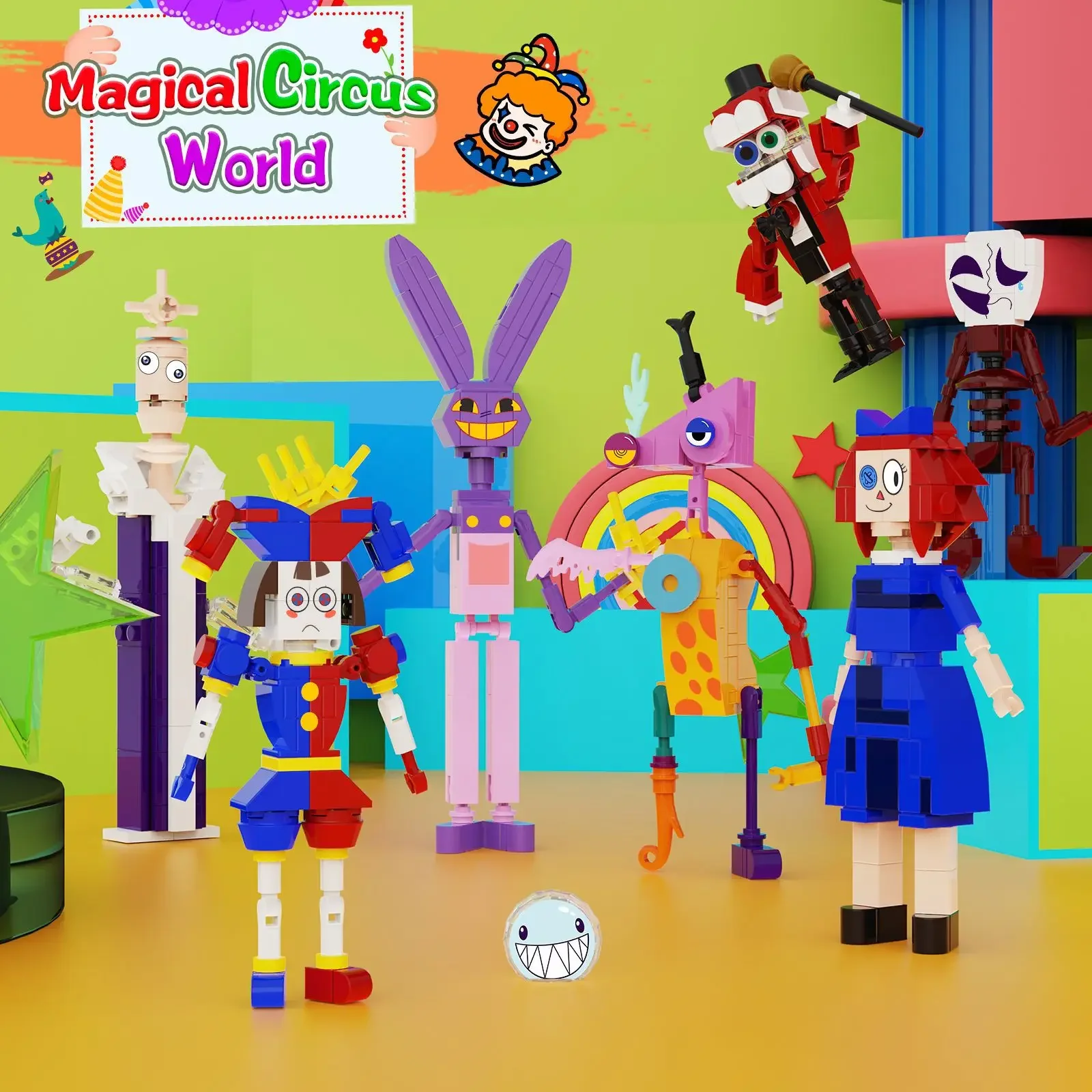 MOC เกมสยองขวัญ The Amazing Digital Circus Magical Building Blocks Digital Circus Assembly เด็กชายและเด็กหญิงของขวัญของเล่นเด็ก