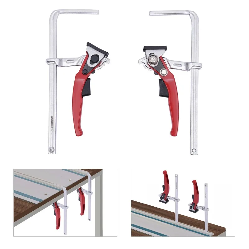 Quick release 200mm clamping diameter rail clamp, 2PCS 40CR ratchet clamp heavy-duty 485lbs suitable for woodworking and welding