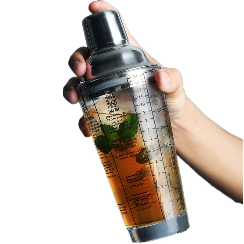 450ml Mix Master Glass Stainless Steel Cocktail Boston Bar Shaker Bar Tool