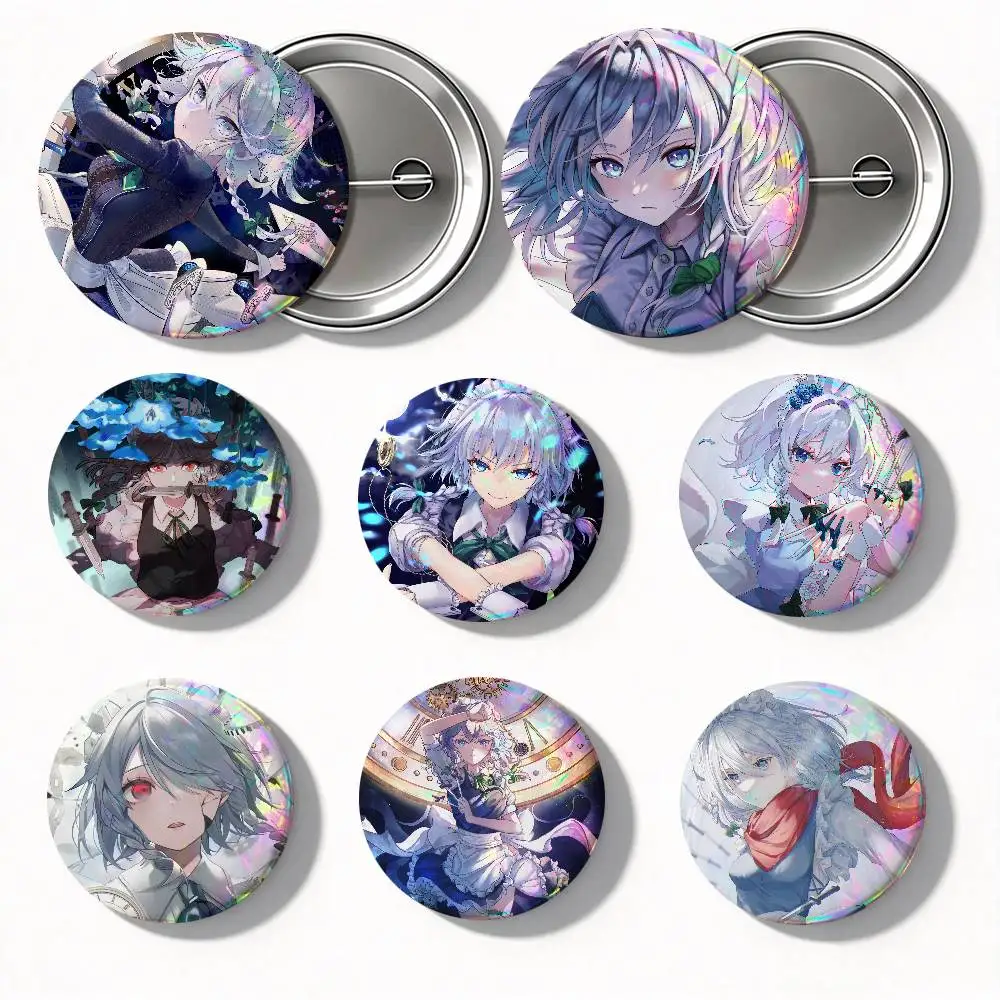 Anime Game Touhou Project Izayoi Sakuya Round Badge Lapel Pin Backpack Clothing Jewelry Accessories Gift Brooch