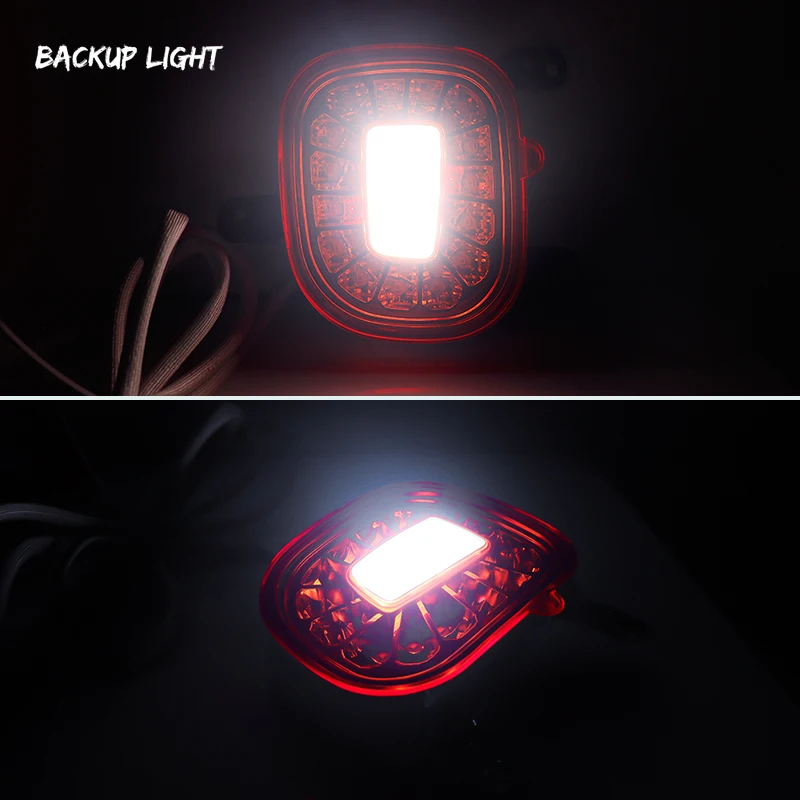 Refletores de para-choque traseiro com lente fumaça, led vermelho/branco, luzes de neblina, com luzes de backup para 2015 ~ 2019 jeep renegade