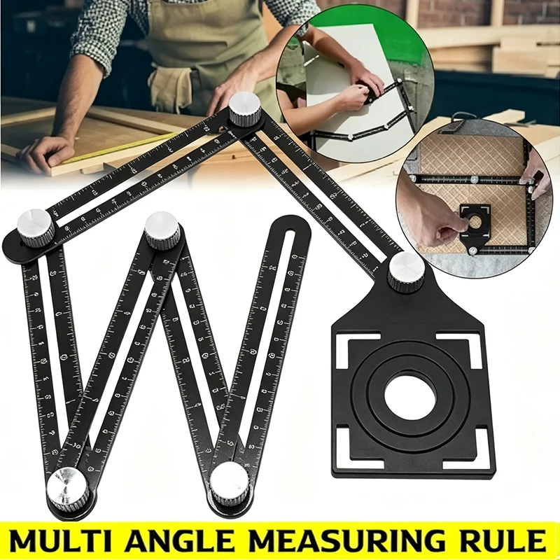 6 Fold Set Construction Angle Measuring Ruler Aluminum Alloy Perforated Mold Template Tool Locator Drill Guide Tile Hole