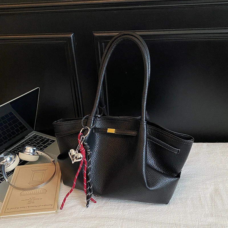 

Стильная пригородная сумка через плечо, женская высококачественная минималистичная кожаная сумка, винтажная однотонная роскошная сумка-тоут в парижском стиле