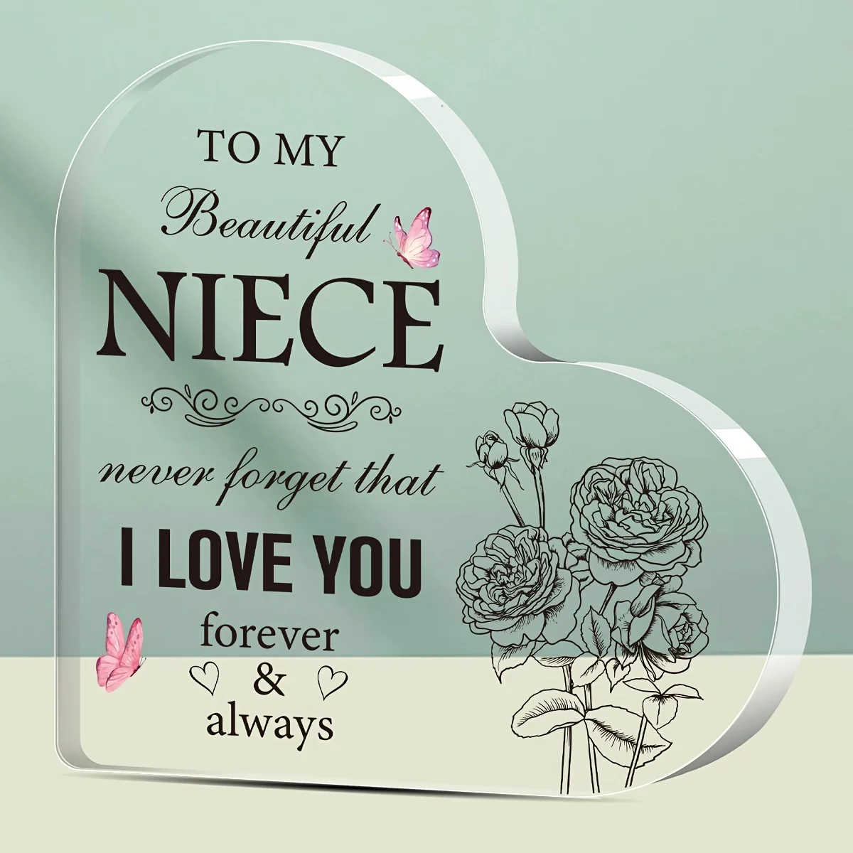 CIFBUY Acrylic Heart Sign Transparent I Love You Letter Decor for Niece Wedding Birthday Table Centerpiece Home Wall Ornament