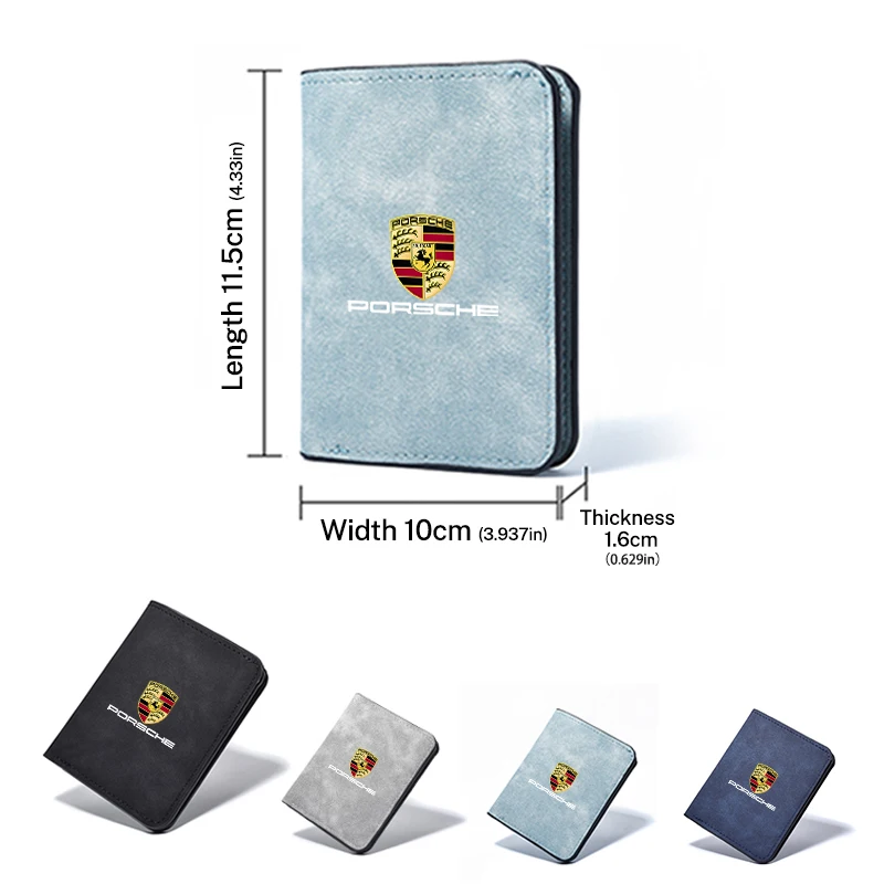 Wallet Credit ID Card Holder Driver License Leather Purse Gift For Porsche Cayenne Panamera Macan 911 718 Boxster Cayman 918Paju