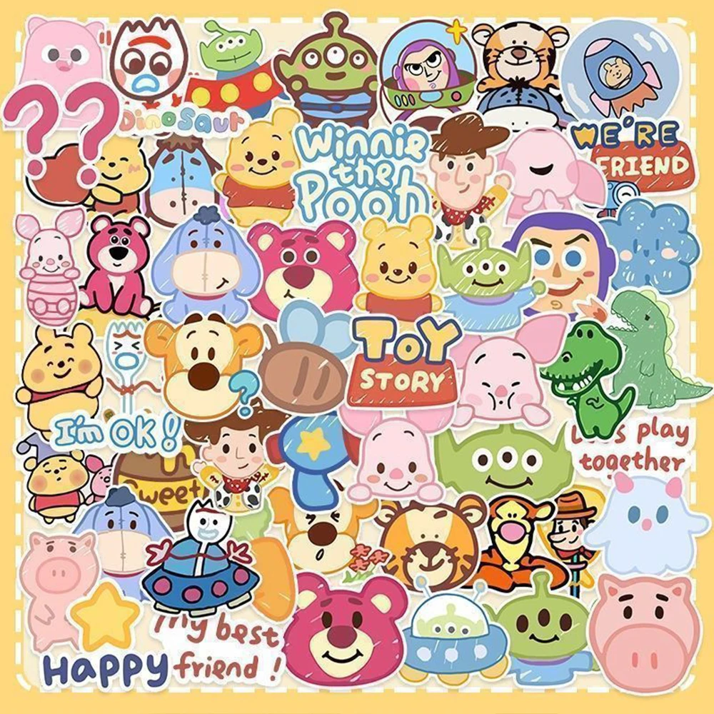 10/30/66PCS Disney Cartoon Animation Toy Story Sticker Cute‌Lotso Alien Graffiti DIY Phone Case Diary Waterproof Decal Kids Toy