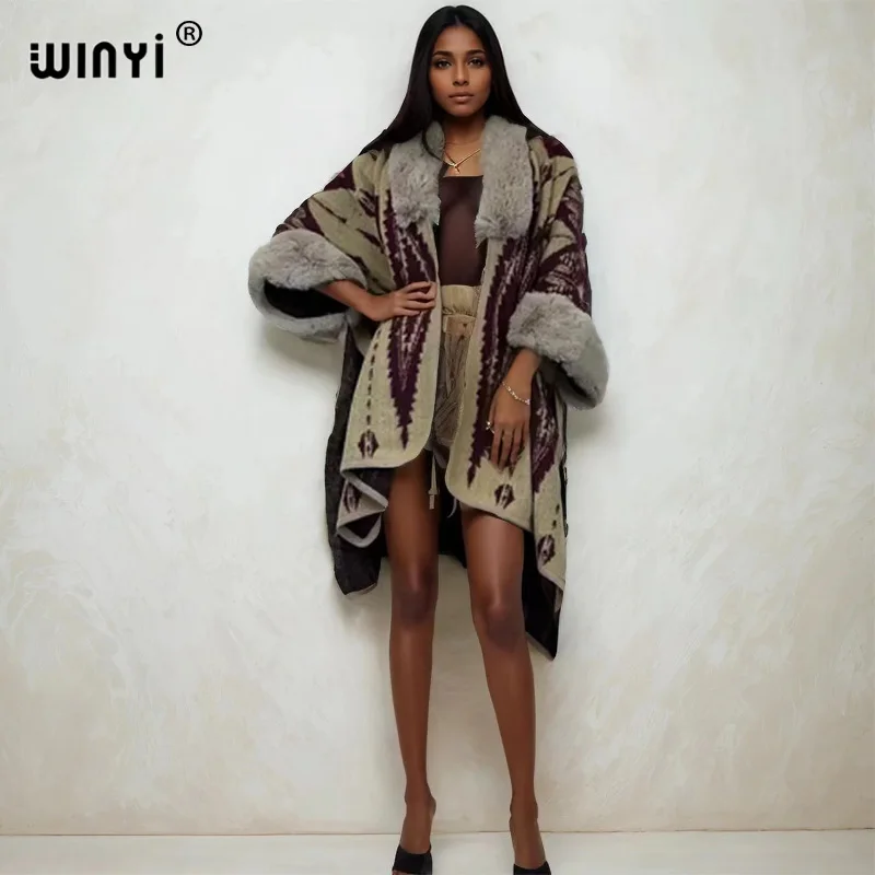 WINYI new 2023 Christmas winter coat for women Africa OverCoat Thick Warm fashion cardigan maxi dress jackets outerwears