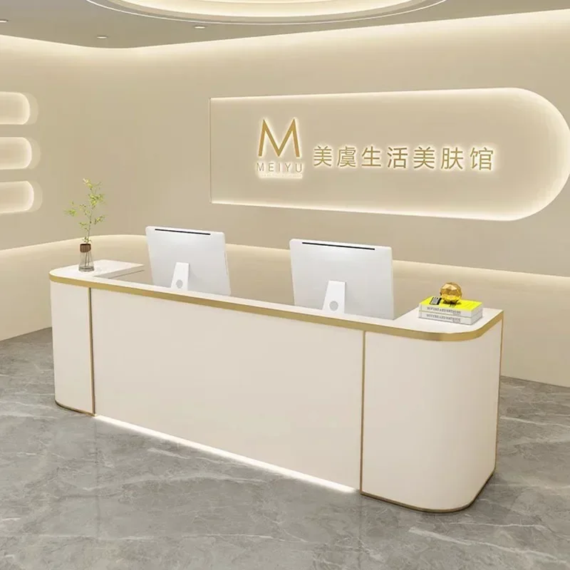 Supermarket Counter Table Aesthetic Salon Reception Beauty Center Church Pulpit Moveable Storage Recepcja Cabinet Home Customer