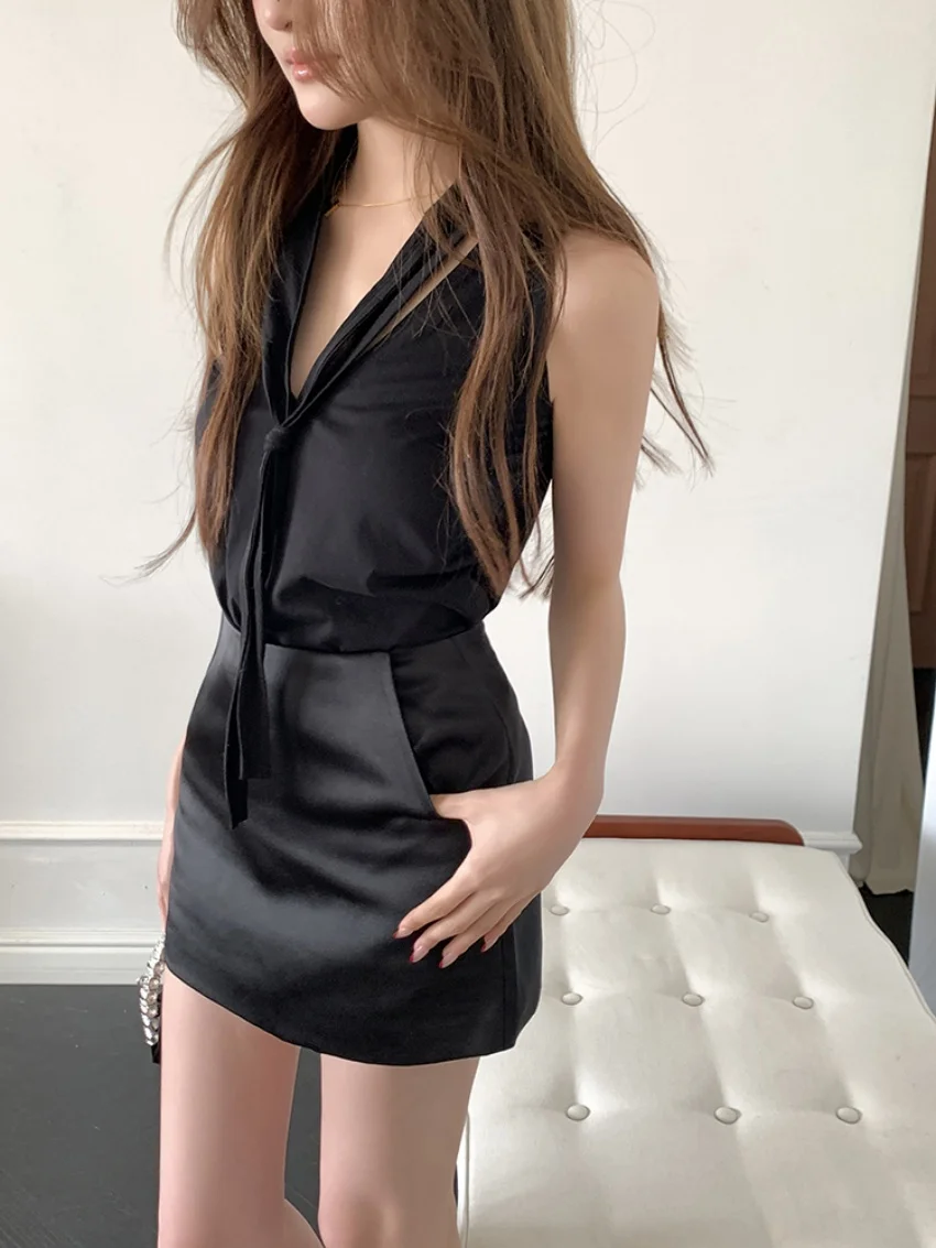 Alien Kitty Sexy Party Mini Rokken Vrouwen Nieuwe Bodycon Zomer Streetwear 2025, Solid Hoge Taille Chic Zachte Slanke Dagelijkse Tank Tops