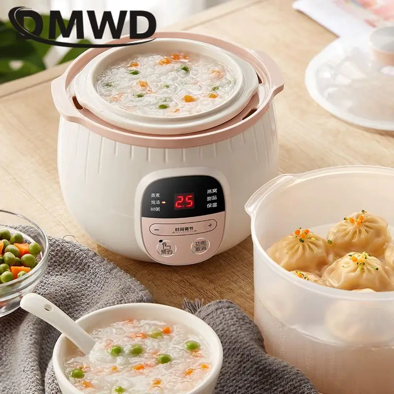 Multifunction Slow Cooker Baby Porridge Soup Bird\'s Nest Stew Pot Automatic Cooking machine Electric Food Steamer Ceramic liner