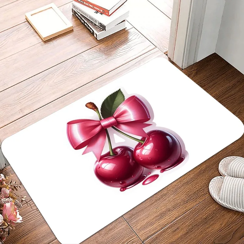 Large Cherry Printing Non-Slip Small Rug Waterproof Easy To Clean Floor Mat for Indoor Outdoor Use Durable Home Decor Fashion