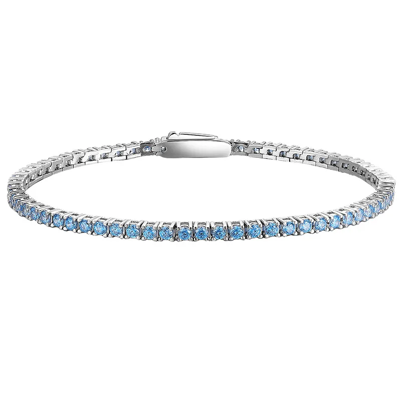 Luxury Solid Platinum PT950 Women's Full Diamond Bracelet Colorful Moissanite 2mm Diamond Bracelet Full Diamond Tennis Chain - view 5