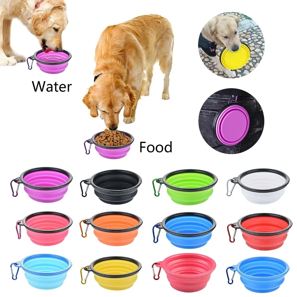 Dog Bowl Foldable Silicone Dog Feeder Cat Food Bowl Food Water Feeder Travel Portable Feeding Bowl Puppy Food Basin Pet Supplies