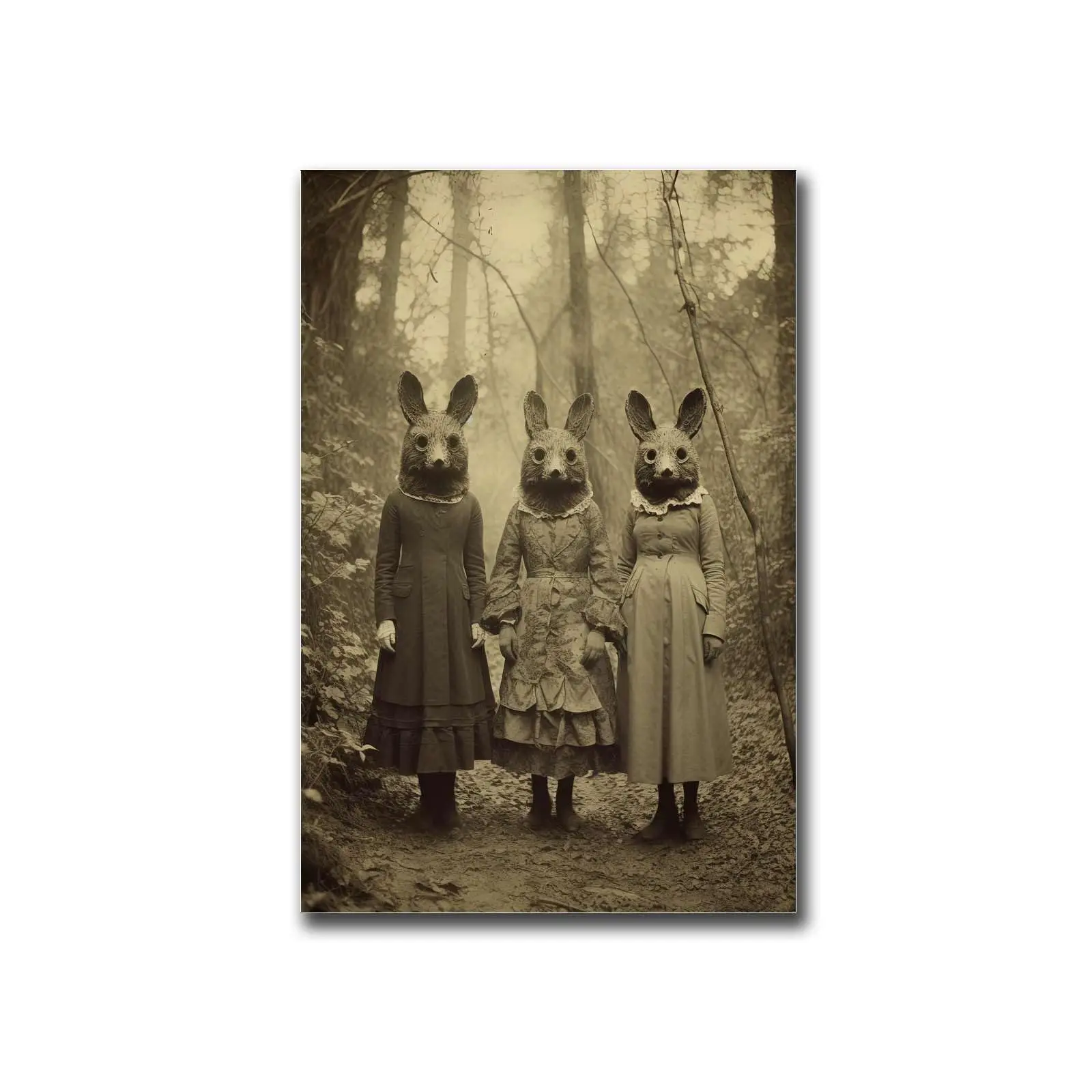 Canvas Wall Art PostersRabbit Cult Of The Forest Vintage Photography Art Poster Print Dark Academia Gothic Occult Poster Witchcr