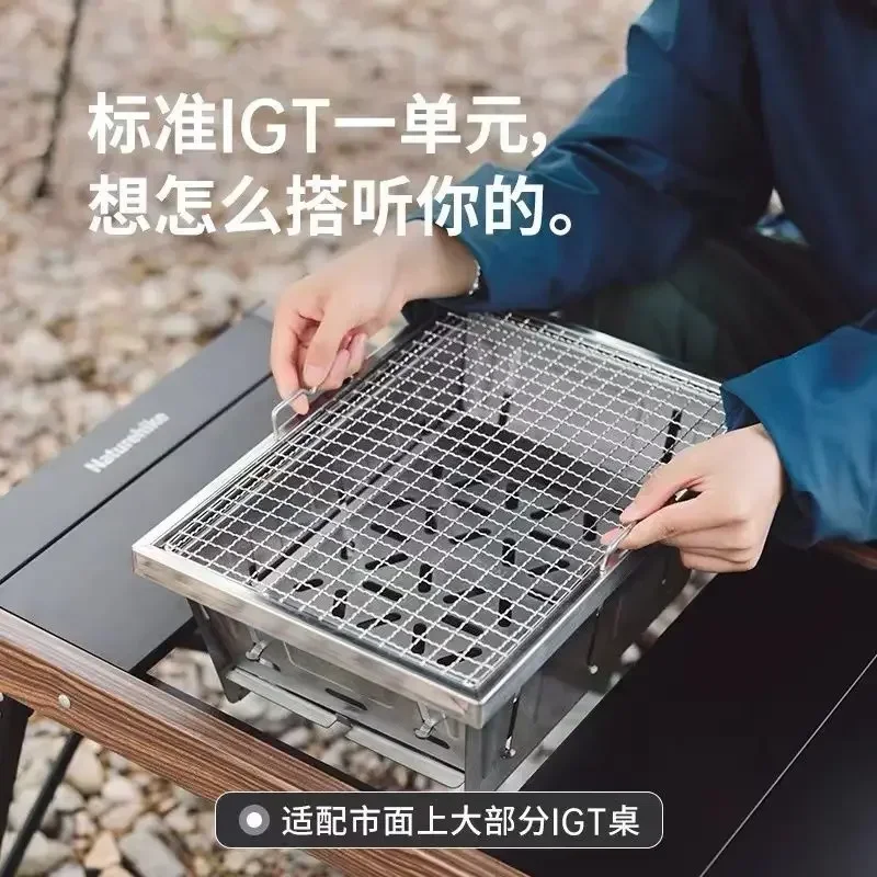 

Outdoor Camping IGT Grill Camping Stainless Steel Portable Collapsible Grill Charcoal EnclosureSkewers Carbon