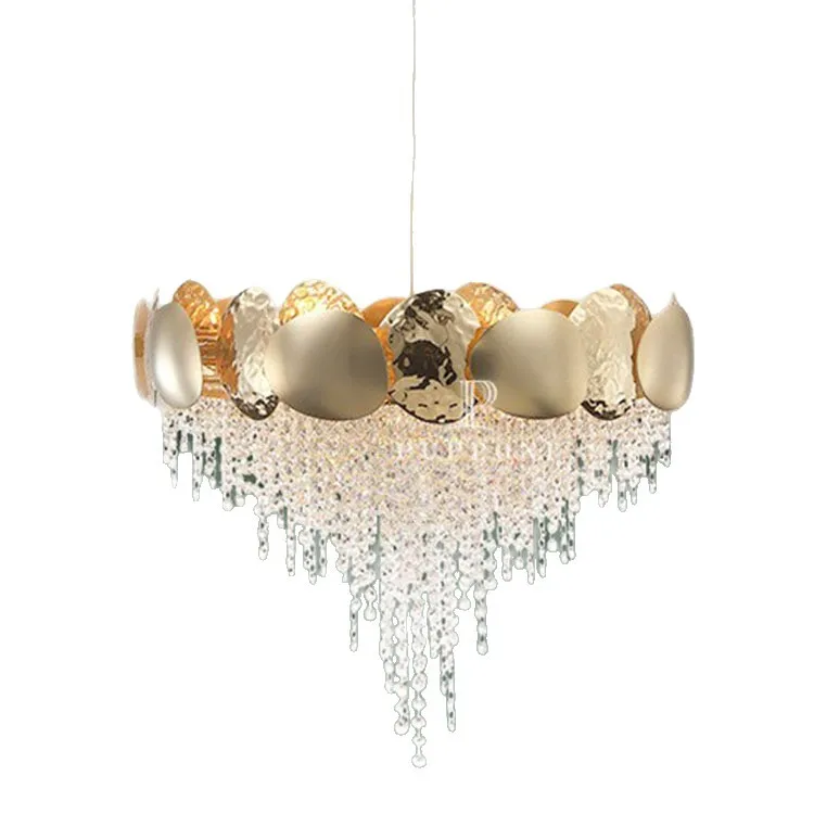 

Light luxury postmodern, stainless steel crystal chandelier, simple living room lamp