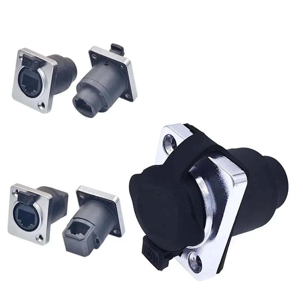 Waterproof RJ45 Network Connector with Rubber Cover Network Cable Holder Aviation Plug Socket IP65 High-quality