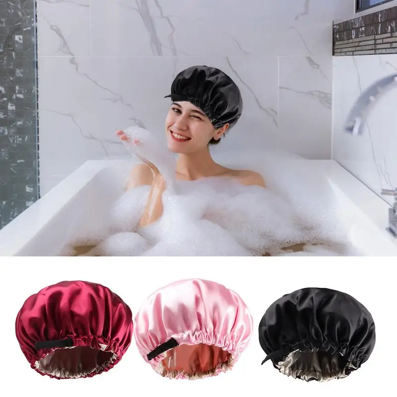 أغطية شعر للنساء للنوم، شعر مجعد، أغطية من الساتان، طبقة مزدوجة، شعر طويل وقصير، مناسب للسفر المنزلي، شعر نوم مرن