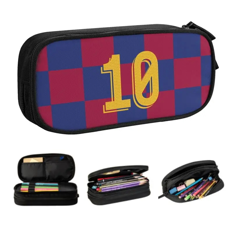 Kawaii Messi 10 astuccio da calcio per Boy Girl Large Storage calcio Pencil Bag accessori per la scuola