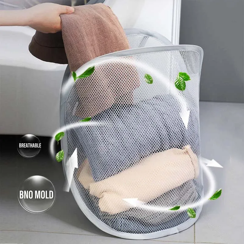 1pcs Hanging laundry basket (foldable mesh basket) Dirty laundry basket with carry handle For storing household items