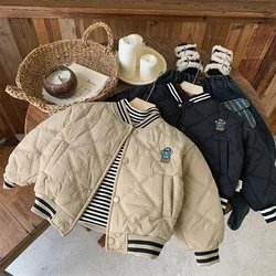 Boys Coat Jacket Cotton Windbreak 2024 Stripe Warm Plus Thicken Spring Autumn High Quality Children's Clothing