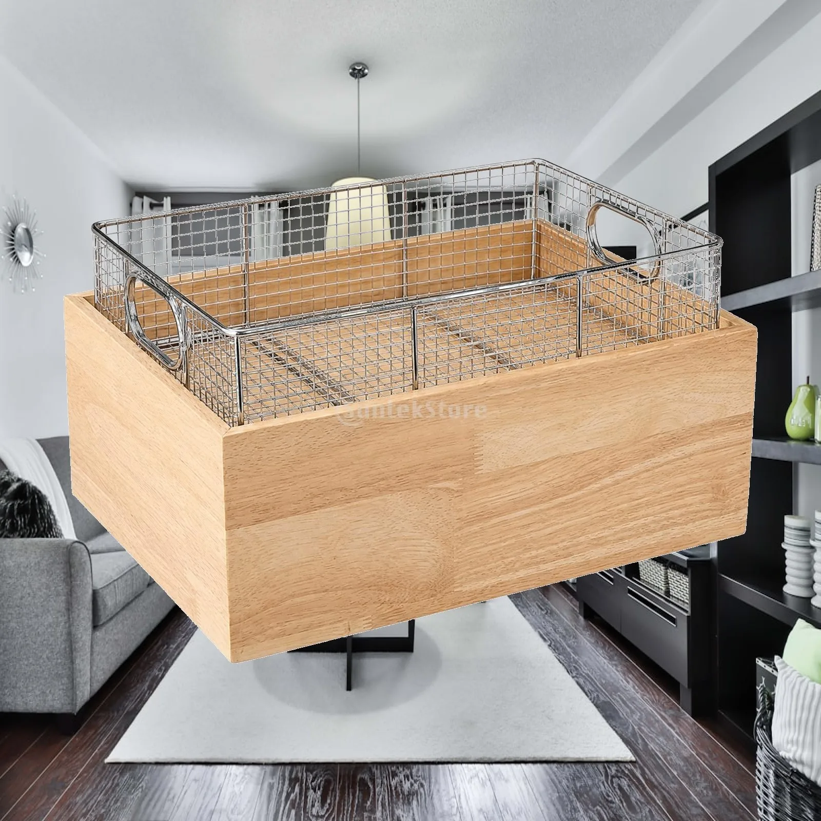 Rustic Wooden Bread Storage Box Buffet Serving Basket for Breakfast Bar and Party Setup