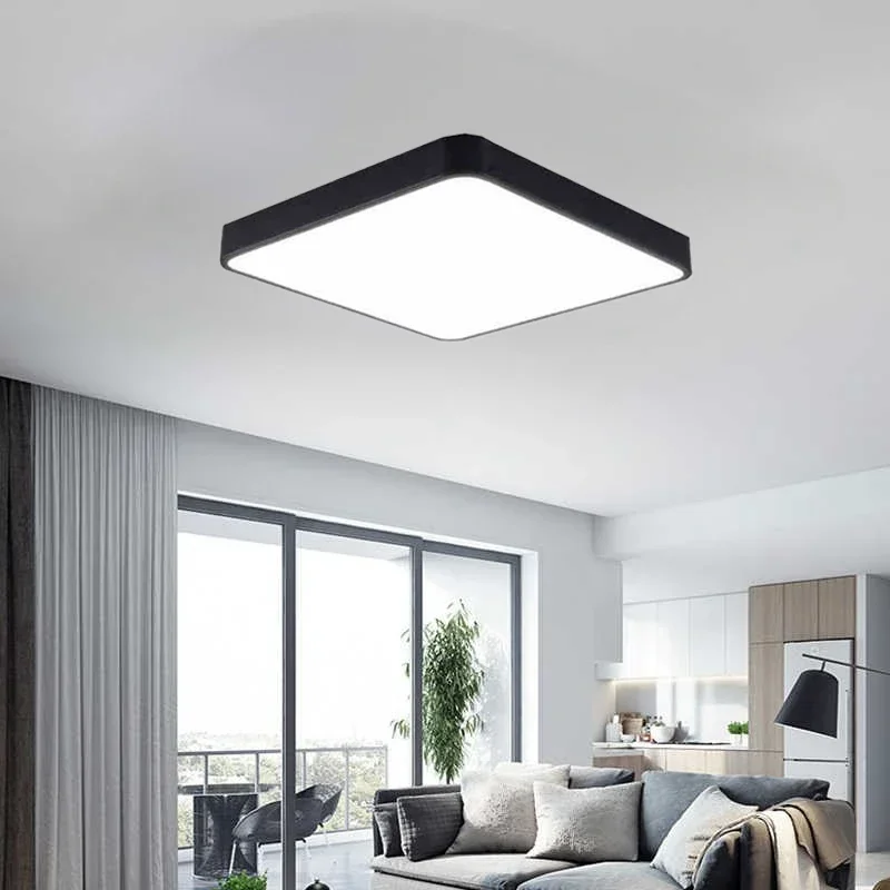 Luz de techo LED moderna para sala de estar, dormitorio, estudio, balcón, lámpara de pasillo, accesorio de iluminación de decoración interior cuadrado redondo