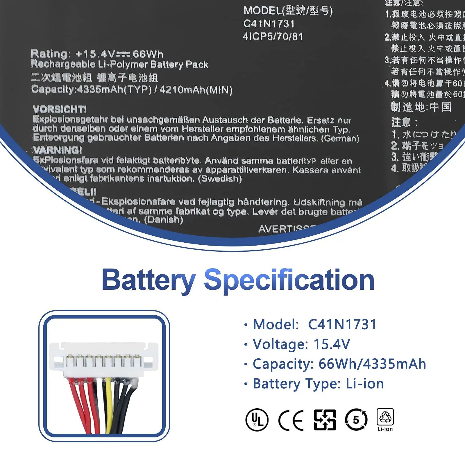 C41n1731 Laptop-Batterie wechsel für asus rog strix narbe ii gl504 gl504gw gl504gs gl504gm gl504gv g515 g515gv g515gw g715gv