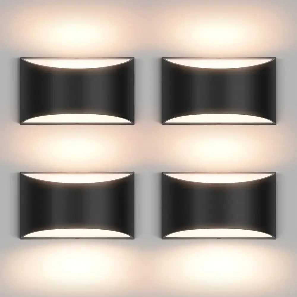 4 Pack Modern LED Wall Sconces Indoor Hardwired Up Down Lighting Fixtures G9 Bulbs Black Aluminum Wall Lamps Living Room Bedroom